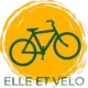Logo du site elleetvelo.com : silhouette de vélo vert sur fond jaune-orangé texturé avec le texte "ELLE ET VELO", symbolisant le cyclisme féminin, la liberté et l'évasion.